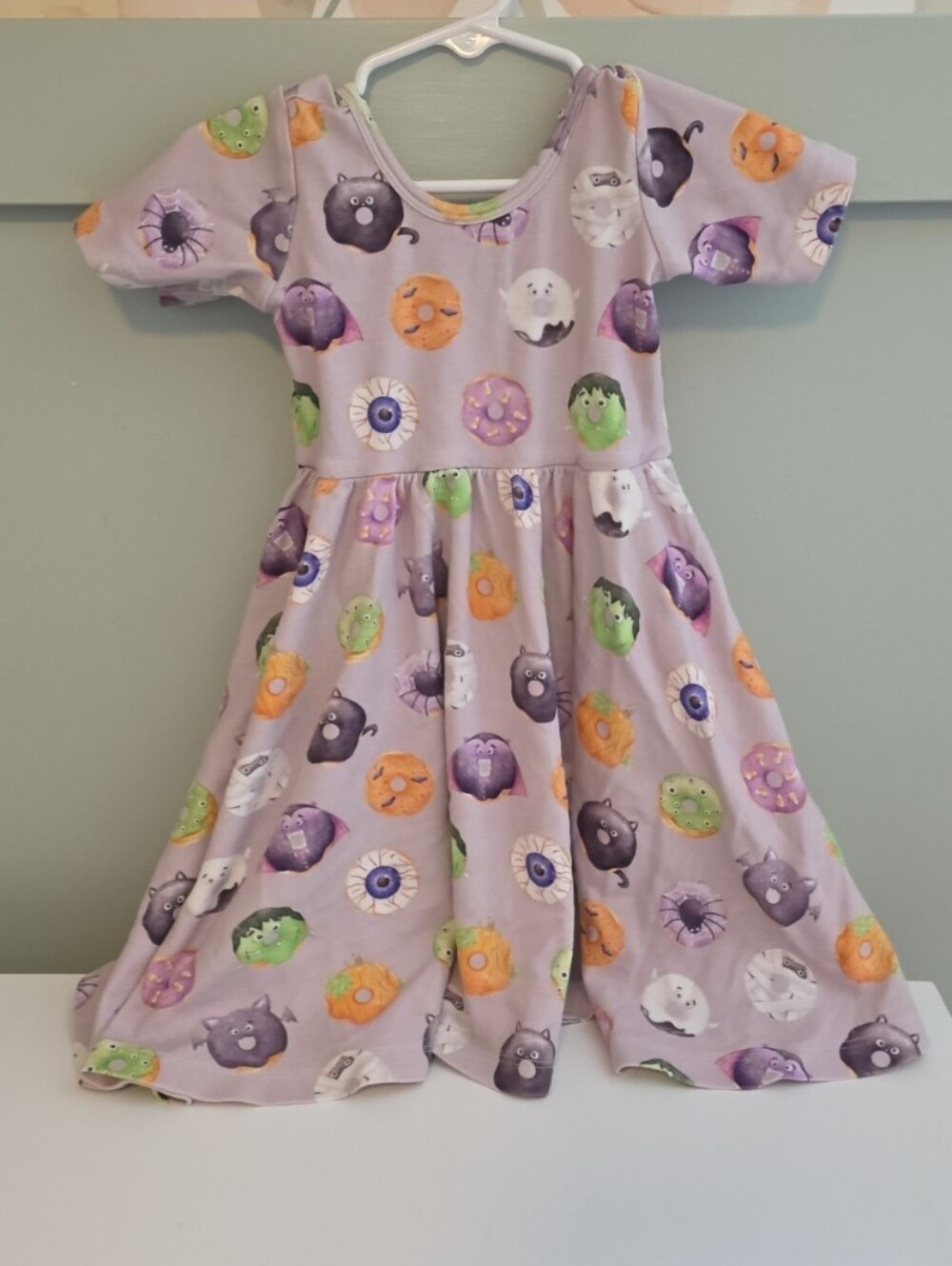 Nola Tawk Halloween 4t Pumpkin Ghost Monster Print Twirl Dress Smocked Brand